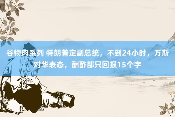 谷物肉系列 特朗普定副总统，不到24小时，万斯对华表态，酬酢部只回报15个字