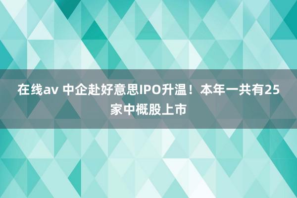 在线av 中企赴好意思IPO升温！本年一共有25家中概股上市