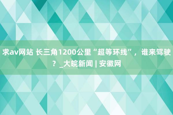 求av网站 长三角1200公里“超等环线”，谁来驾驶？_大皖新闻 | 安徽网