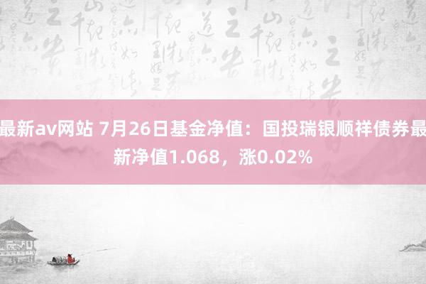 最新av网站 7月26日基金净值：国投瑞银顺祥债券最新净值1.068，涨0.02%