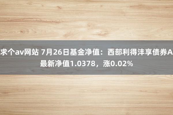 求个av网站 7月26日基金净值：西部利得沣享债券A最新净值1.0378，涨0.02%