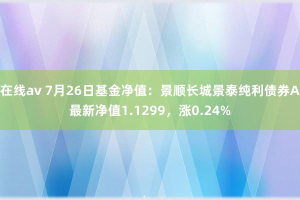 在线av 7月26日基金净值：景顺长城景泰纯利债券A最新净值1.1299，涨0.24%