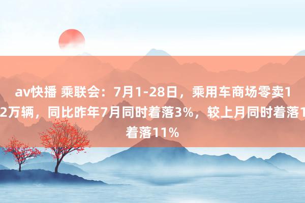 av快播 乘联会：7月1-28日，乘用车商场零卖139.2万辆，同比昨年7月同时着落3%，较上月同时着落11%