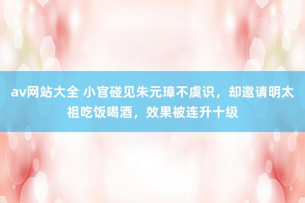 av网站大全 小官碰见朱元璋不虞识，却邀请明太祖吃饭喝酒，效果被连升十级