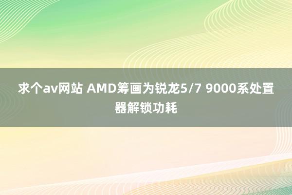 求个av网站 AMD筹画为锐龙5/7 9000系处置器解锁功耗