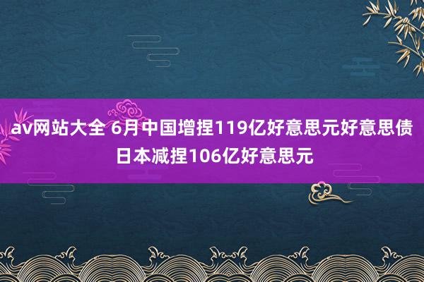 av网站大全 6月中国增捏119亿好意思元好意思债 日本减捏106亿好意思元