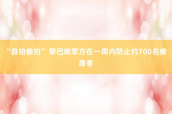 “自拍偷拍” 黎巴嫩军方在一周内防止约700名偷渡者